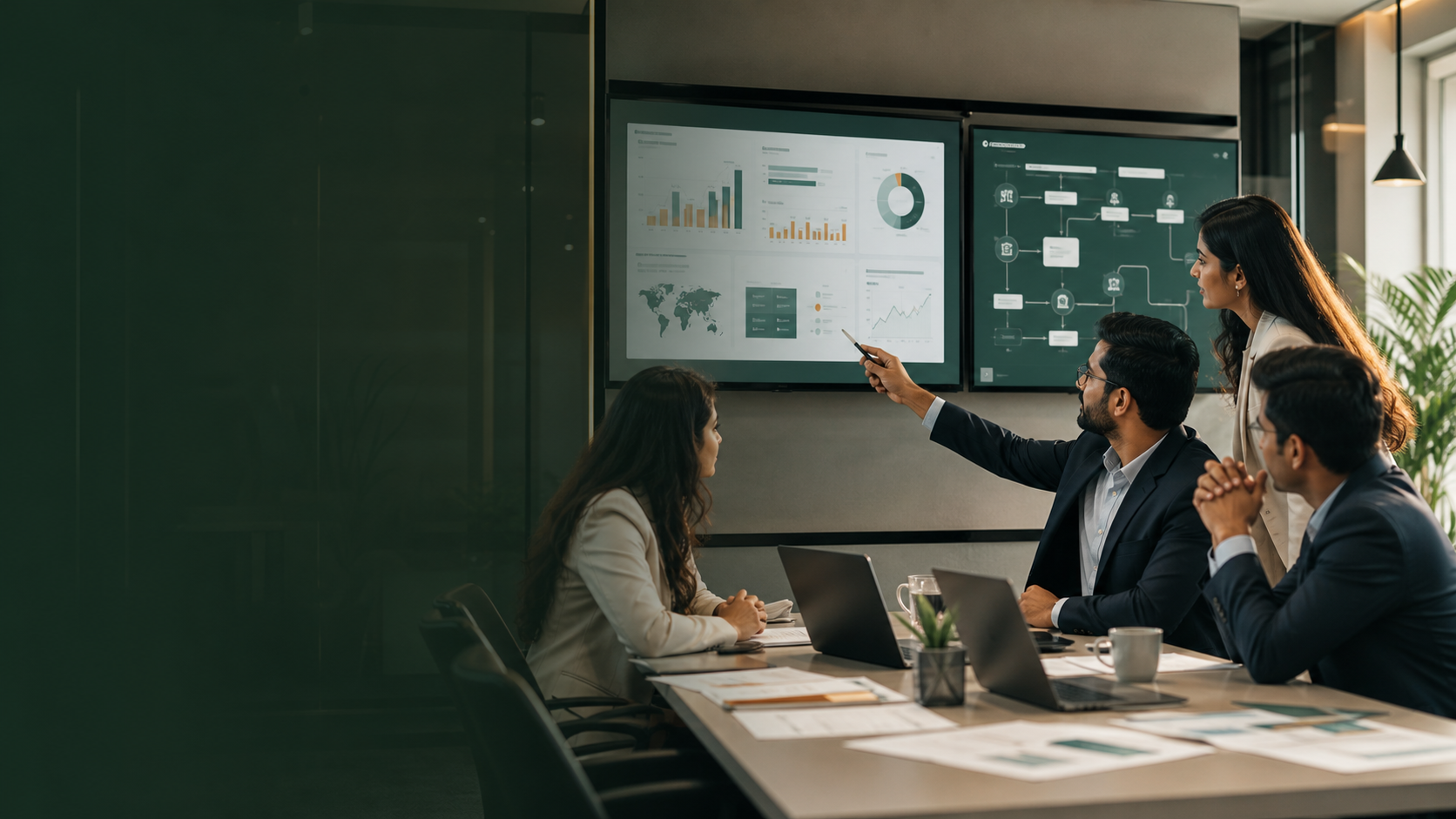Fintech infrastructure team reviewing operating workflows
